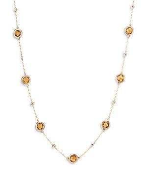 Bloomingdale's Citrine & Diamond Station Necklace In 14k Yellow Gold, 17 - 100% Exclusive