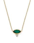 Zoe Chicco 14k Yellow Gold Diamond & Gemfields Emerald Marquise Necklace, 16