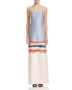 Tory Burch Painterly Stripe Jacquard Gown