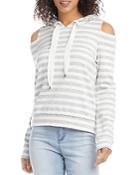Karen Kane Striped Cold Shoulder Hoodie