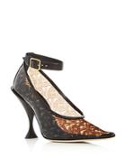 Burberry Women's Monogram Ankle-strap Pointed-toe Pumps