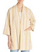 Eileen Fisher Petites Organic-cotton Striped Kimono Jacket