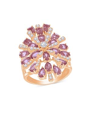 Hueb 18k Rose Gold Botanica Pink Sapphire & Diamond Cluster Ring