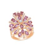 Hueb 18k Rose Gold Botanica Pink Sapphire & Diamond Cluster Ring