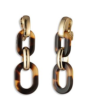 Lauren Ralph Lauren Tortoise Oval Link Clip On Linear Drop Earrings