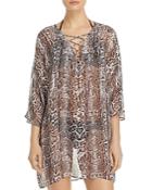 Tommy Bahama Snakeskin Print Lace Front Tunic Swim Cover-up