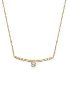 Zoe Chicco 14k Yellow Gold & Diamond Curved Bar Necklace, 16
