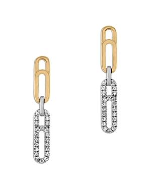 Bloomingdale's Diamond Paperclip Drop Earrings In 14k White & Yellow Gold, 0.35 Ct. T.w. - 100% Exclusive