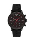 Emporio Armani Chronograph Black Silicone Watch, 28 Mm