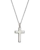 14k White Gold Polished Cross Necklace, 18 - 100% Exclusive
