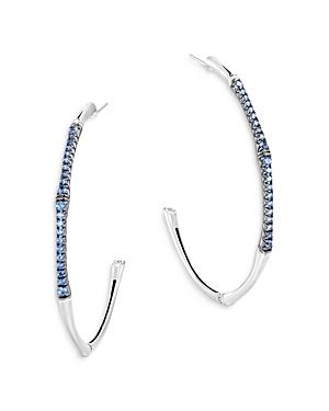 John Hardy Sterling Silver Bamboo Blue Sapphire Medium Hoop Earrings