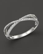 Diamond Crossover Band In 14k White Gold, .14 Ct. T.w.