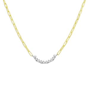 Meira T 14k White Gold & Yellow Gold Diamond Paperclip Link Collar Necklace, 16