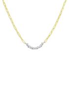Meira T 14k White Gold & Yellow Gold Diamond Paperclip Link Collar Necklace, 16