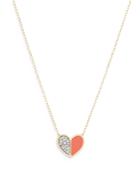 Adina Reyter 14k Yellow Gold Diamond & Coral Ceramic Heart Pendant Necklace, 16