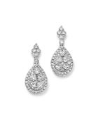 Bloomingdale's Diamond Cluster Teardrop Earrings In 14k White Gold, 1.0 Ct. T.w. - 100% Exclusive
