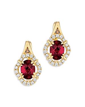 Bloomingdale's Rhodolite, Champagne & Brown Diamond Leverback In 14k Yellow Gold - 100% Exclusive