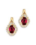Bloomingdale's Rhodolite, Champagne & Brown Diamond Leverback In 14k Yellow Gold - 100% Exclusive