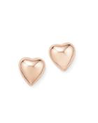 14k Rose Gold Puffed Heart Stud Earrings