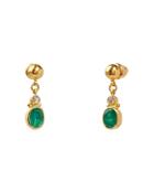 Gurhan 24k Yellow Gold Emerald & Diamond Drop Earrings