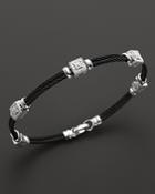 Charriol Celtic Noir 18k White Gold And Black Pvd Stainless Steel Nautical Cable Bracelet With Diamonds