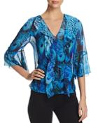 Elie Tahari Faith Feather-print Silk Blouse