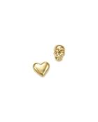 Iconery X Michelle Branch 14k Yellow Gold Skull And Heart Mixed Stud Earrings