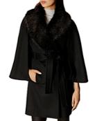 Karen Millen Faux Fur Collar Cape Sleeve Coat