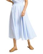 Michael Kors Collection Striped Cotton Poplin Midi Skirt