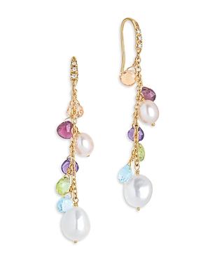 Marco Bicego 18k Yellow Gold Paradise Pearl Mixed Gemstone, Diamond And Cultured Freshwater Pearl Drop Earrings
