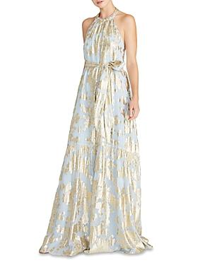 Ml Monique Lhuillier Metallic Print Chiffon Gown