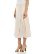 Peserico Pleated Belted A-line Midi Skirt