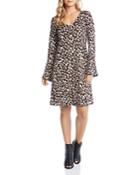 Karen Kane Leopard Print Bell Sleeve Dress