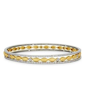 Freida Rothman Petals And Pave Stack Bangle Bracelets, Set Of 3