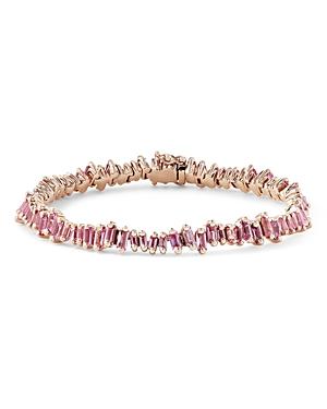 Suzanne Kalan 18k Rose Gold Fireworks Pink Sapphire Tennis Bracelet