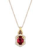 Bloomingdale's Rhodolite & Diamond Halo Pendant Necklace In 14k Yellow Gold, 18-20 - 100% Exclusive