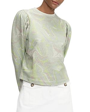 Ted Baker Marble Print Puff Sleeve Sweatshirt