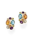 Multi Semi-precious Gemstone And Diamond Earrings In 14k Yellow Gold - 100% Exclusive