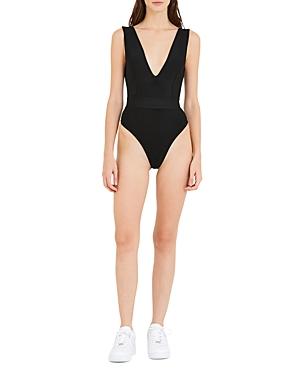 Herve By Herve Leger Plunging Knit Bodysuit