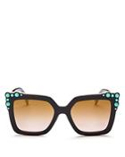 Fendi Square Embellished Sunglasses, 52mm