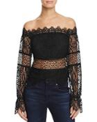 Kendall + Kylie Off-the-shoulder Lace Top