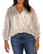 Belldini Plus Metallic Wrap Top