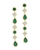 Bloomingdale's Emerald & Diamond Linear Drop Earrings In 14k Yellow Gold - 100% Exclusive