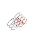 Graziela Gems 18k White Gold & 14k Rose Gold Diamond Interlocking Statement Rings, Set Of 2