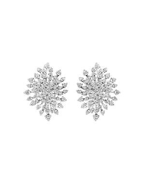 Hueb 18k White Gold Luminus Diamond Starburst Cluster Drop Earrings