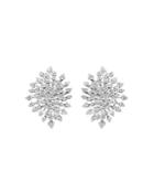 Hueb 18k White Gold Luminus Diamond Starburst Cluster Drop Earrings