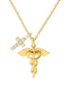 Bloomingdale's Diamond Cross & Medical Pendant Necklace In 14k Yellow Gold 17, 0.07 Ct. T.w. - 100% Exclusive