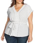 1.state Plus Belted Dot Print Top