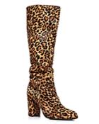 Kenneth Cole Women's Justin Round Toe Leopard Print Calf Hair High-heel Boots