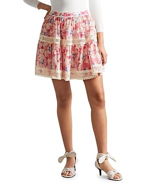 Ted Baker Tabita Floral Print Lace Trim Mini Skirt
